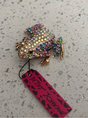 Betsey Johnson Rainbow Crystal Frog Pin